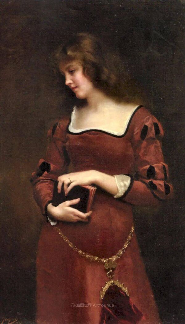 最大85%OFFクーポン 油絵 Gustave Jean Jacquet_赤いドレスの女 ma2718 ...